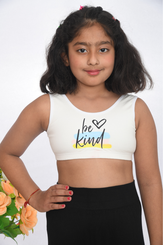 Printed Sports Bra – White
