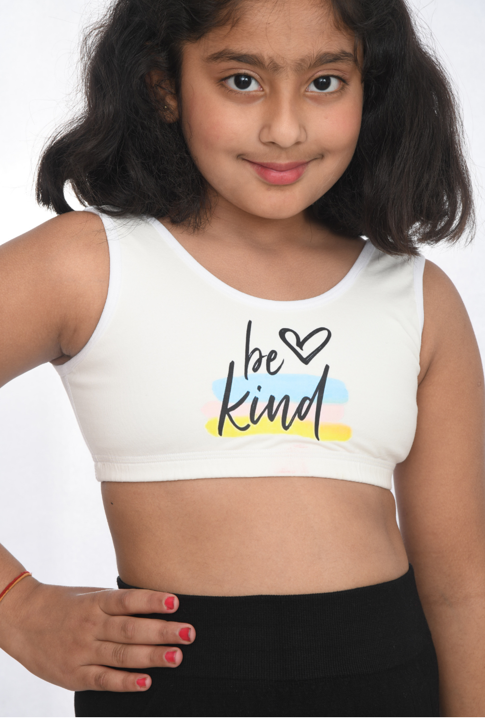Growing girls training printed sports innerwear, age 8 to 18,  white  broad view