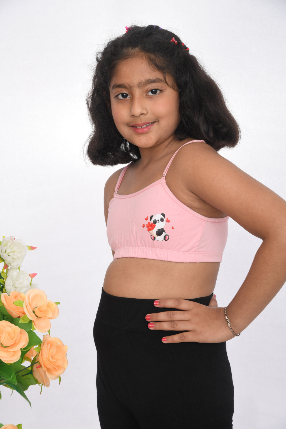 Suno Chanda pink printed training bra for girls colourful character design side view