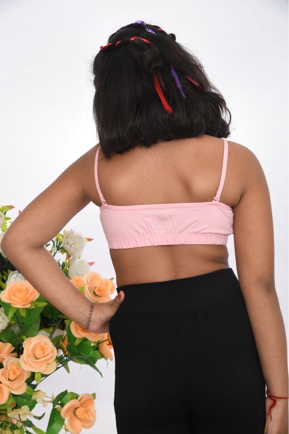 Suno Chanda pink printed training bra for girls colourful character design back view