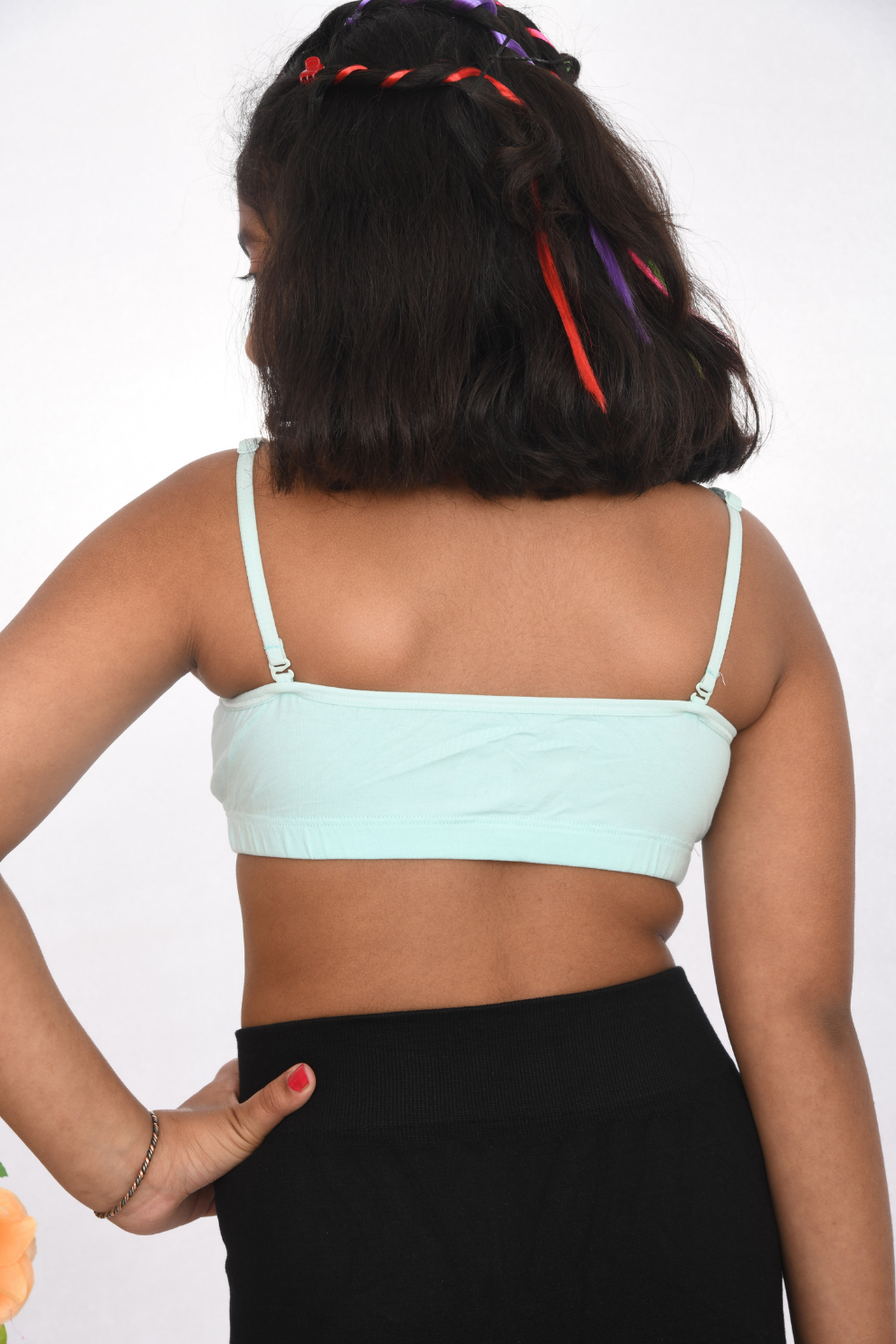 Suno Chanda sea green printed training bra for girls colourful character design back view