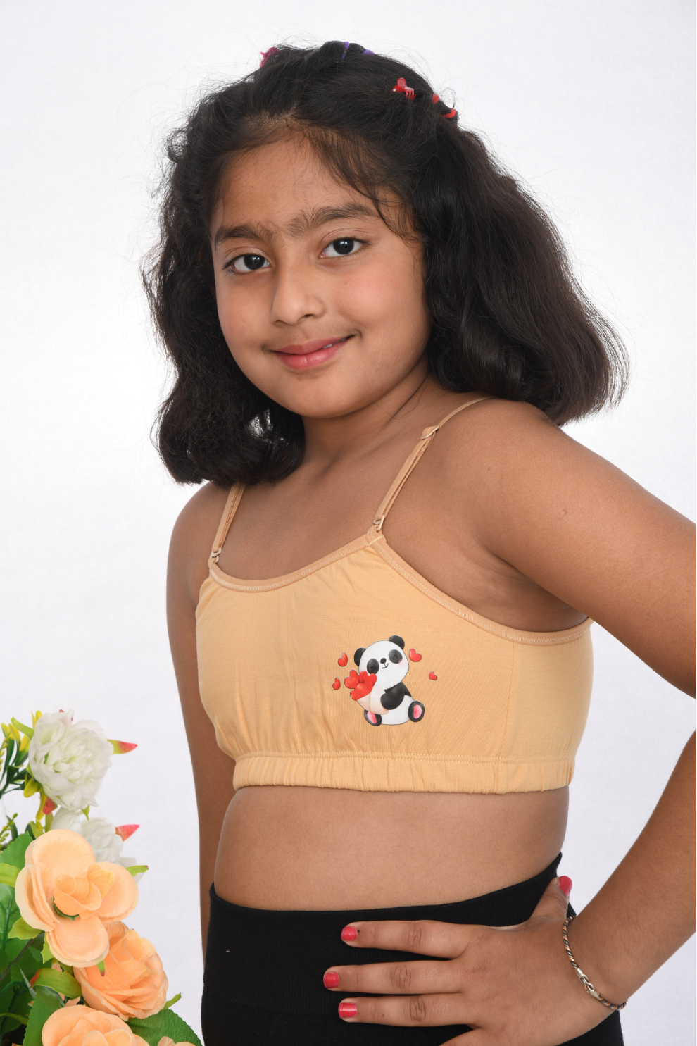 Suno Chanda beige printed training bra for girls colourful character design side view