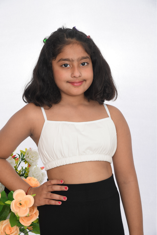 Flat Padded Starter Bra White for Girls