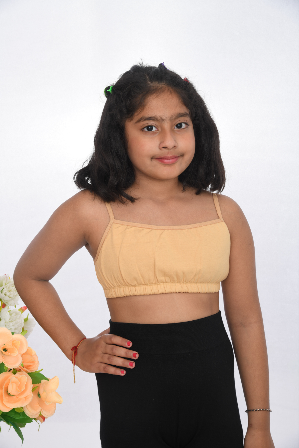 Suno Chanda starter teen bra flat padded first bra for girls comfortable fit beige front view
