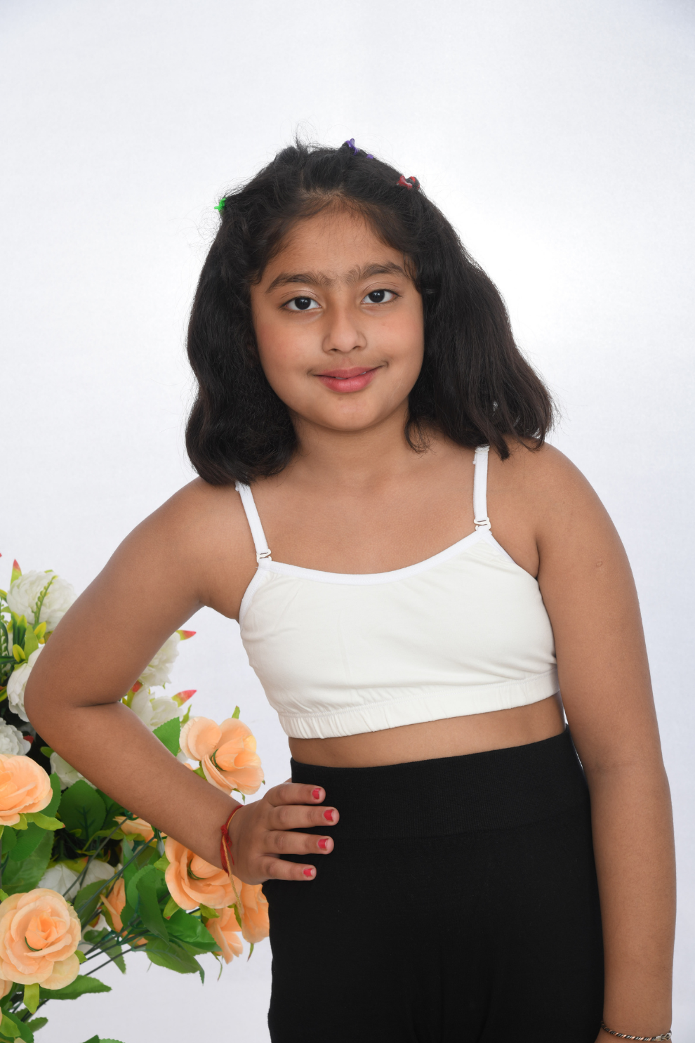 Suno Chanda plain strap training bra for girls soft beginner bra white side view