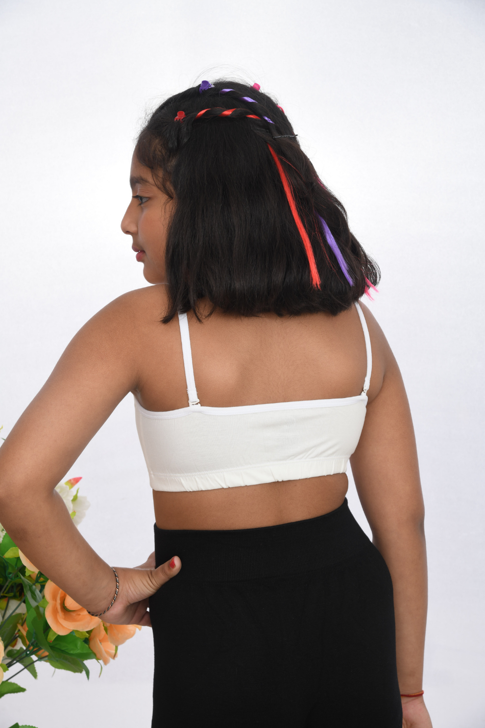 Suno Chanda plain strap training bra for girls soft beginner bra white back view