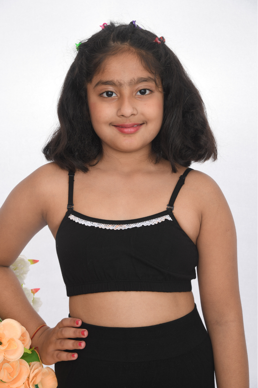Lace Strap Training Bra Black