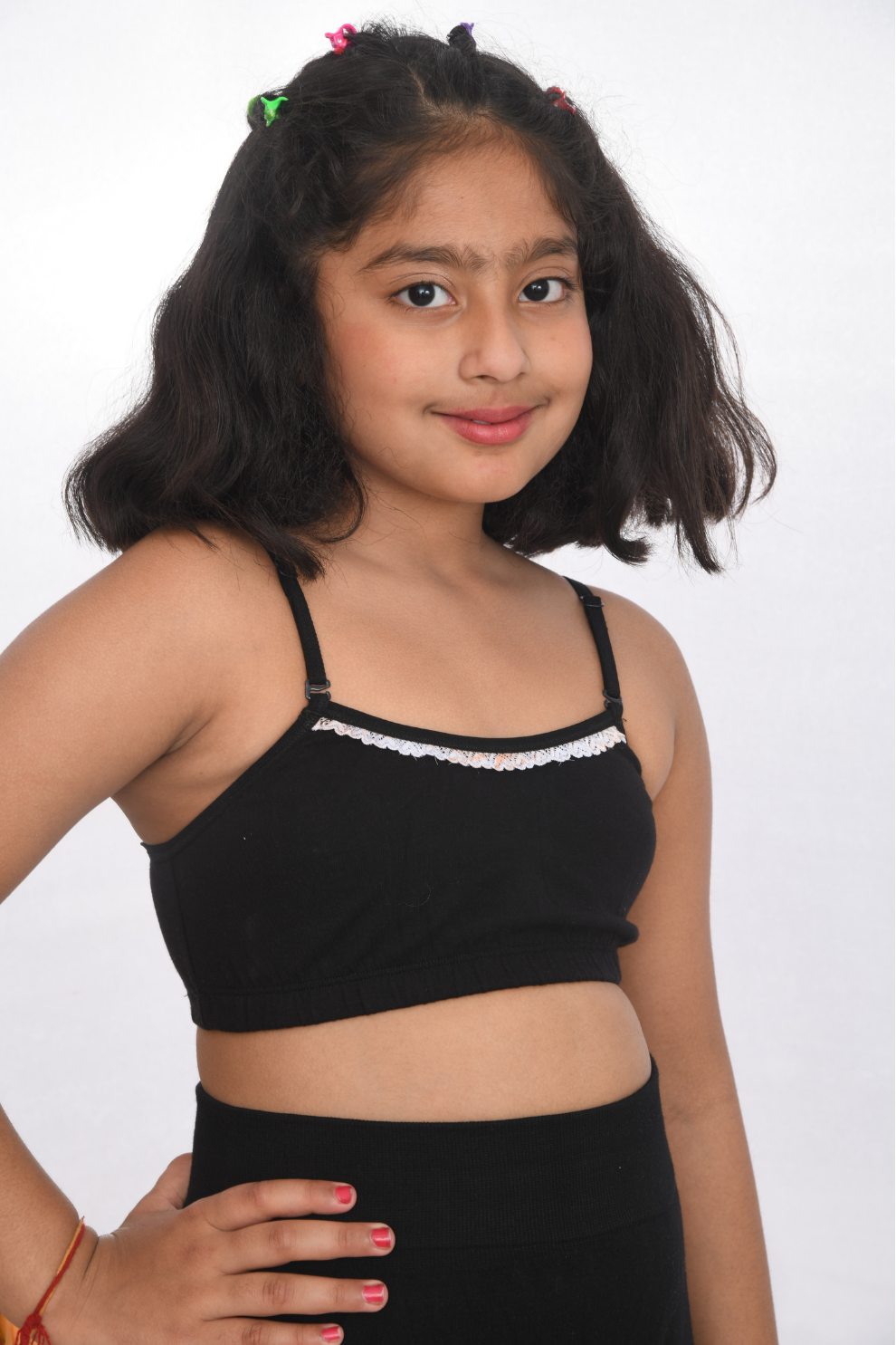 Lace strap training bra for girls soft cotton kids innerwear Suno Chanda side view black