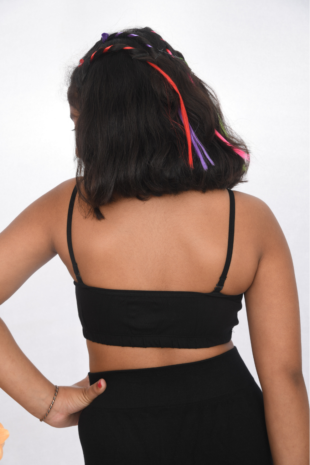 Lace strap training bra for girls soft cotton kids innerwear Suno Chanda back view black