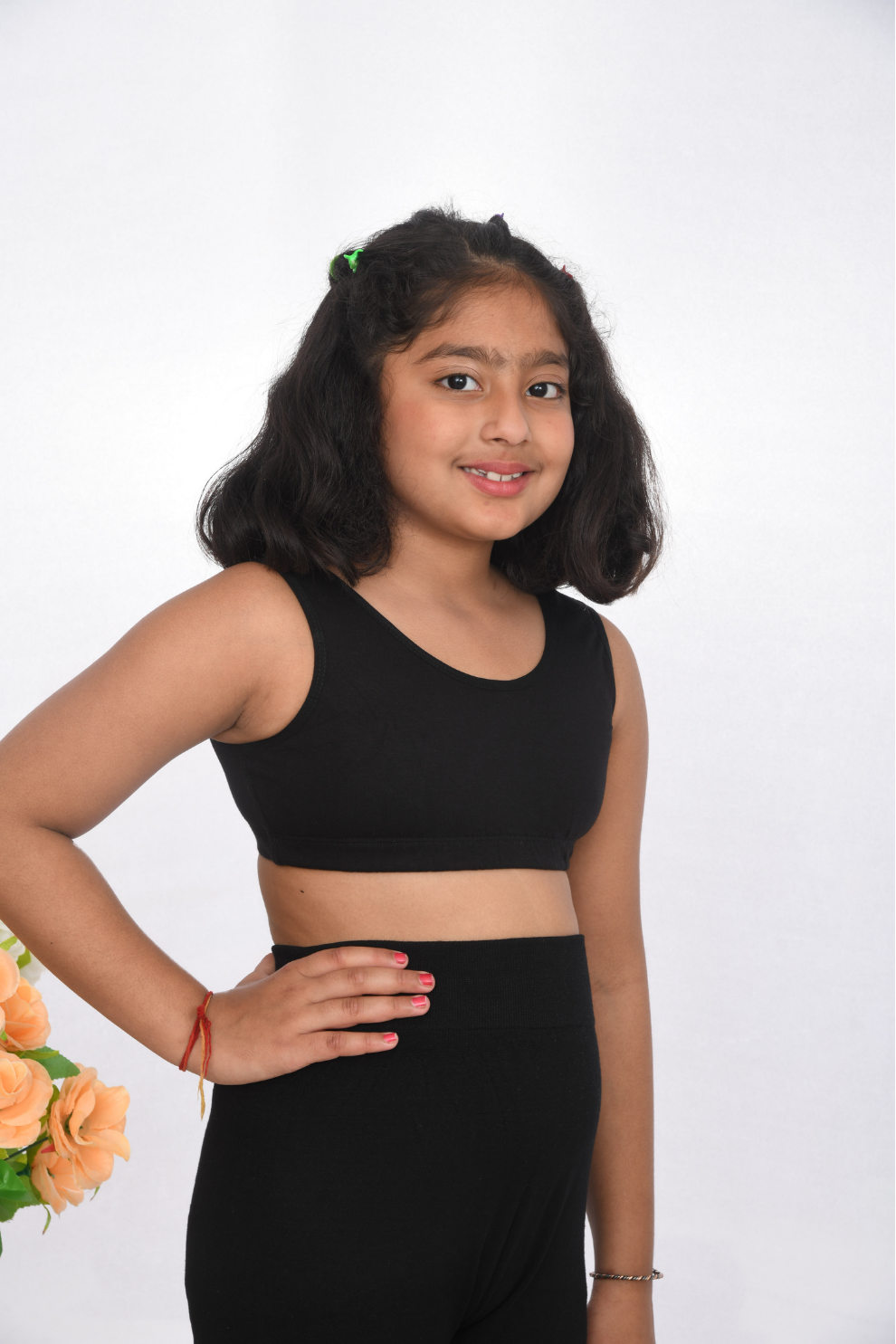 teen-preteen school going first training sports bra black side view