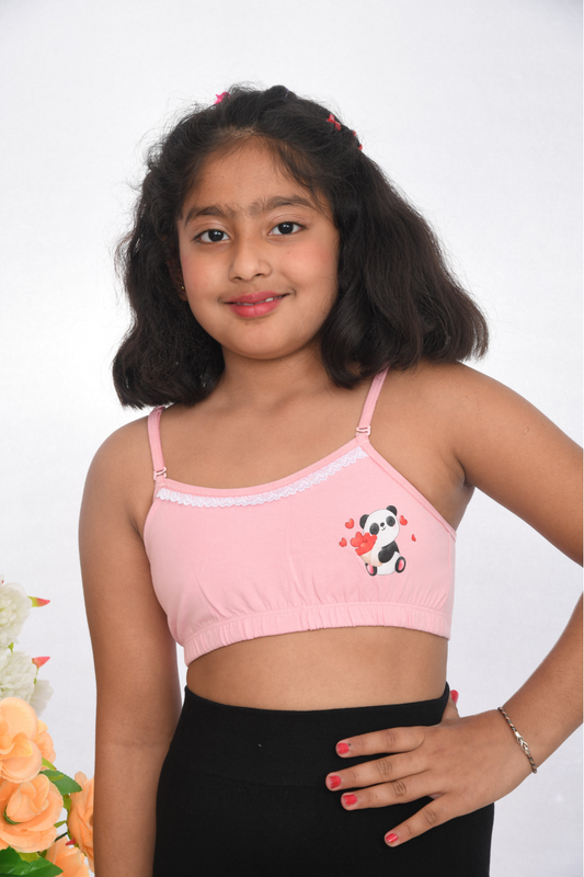 Printed Lace Strap Bra – Pink